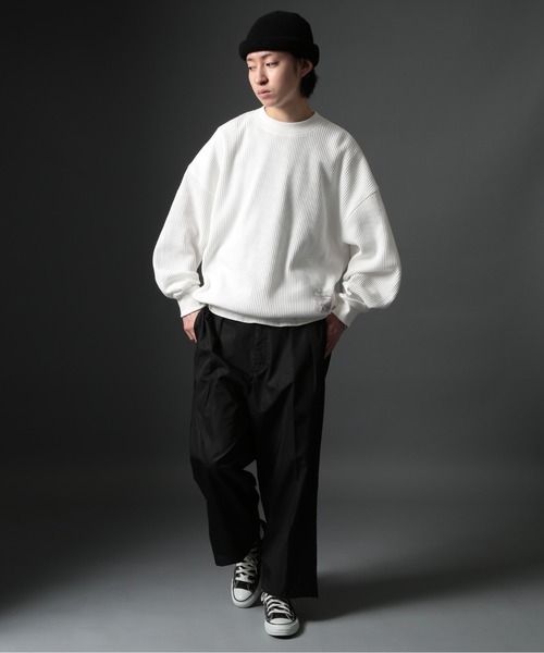 MAISON CLUB（メゾンクラブ）の「【MAISON CLUB】HEAVY OZ MOCK NECK WAFFLE SWEATER ヘビーオンスモックネックドライワッフルスウェット　/MILITARY　ミリタリー（スウェット・メンズ・ブラック/カーキ/グレー/ホワイト・M/L）」の12枚目の写真