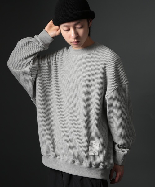MAISON CLUB（メゾンクラブ）の「【MAISON CLUB】HEAVY OZ MOCK NECK WAFFLE SWEATER ヘビーオンスモックネックドライワッフルスウェット　/MILITARY　ミリタリー（スウェット・メンズ・ブラック/カーキ/グレー/ホワイト・M/L）」の19枚目の写真