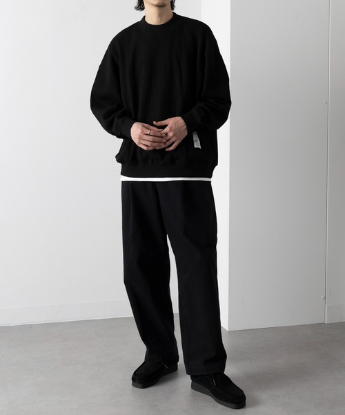 セール】【MAISON CLUB】HEAVY OZ MOCK NECK WAFFLE SWEATER ヘビー
