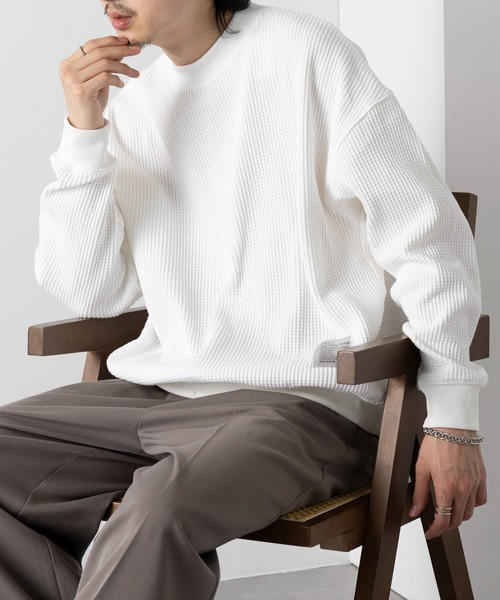 セール】【MAISON CLUB】HEAVY OZ MOCK NECK WAFFLE SWEATER ヘビー