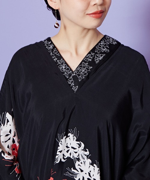 カヤ(カヤ)の「【カヤ】牡丹 襦袢インナートップス(Tシャツ/カットソー・レディース・スミクロ/グリーン系その他/ホワイト/レッド系その他/ライトパープル・FREE)」の13枚目の写真