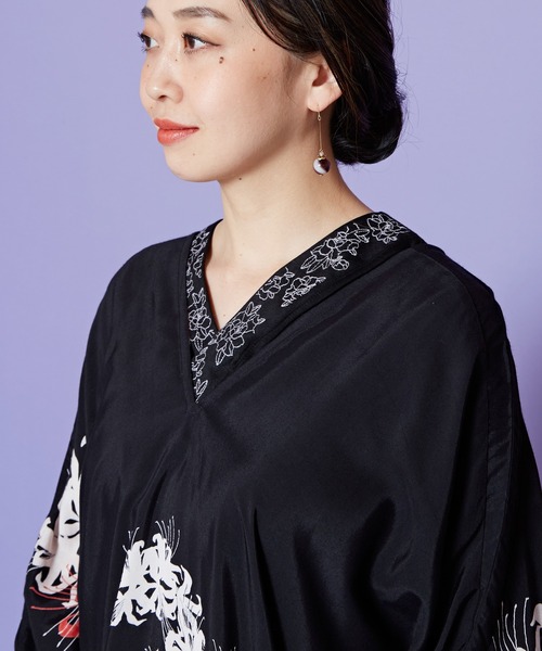 カヤ(カヤ)の「【カヤ】牡丹 襦袢インナートップス(Tシャツ/カットソー・レディース・スミクロ/グリーン系その他/ホワイト/レッド系その他/ライトパープル・FREE)」の14枚目の写真