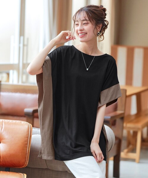 Tiaclasse(ティアクラッセ)の「配色カットソードルマントップス(Tシャツ/カットソー・レディース・ブルー系その他/ブルー系その他2/ブラック系その他・M)」の18枚目の写真