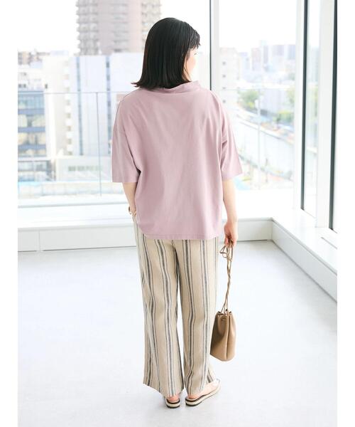 CRAFT STANDARD BOUTIQUE（クラフトスタンダードブティック）の「シルケット天竺ロゴプリントボトルネック5分袖Tee（Tシャツ/カットソー・レディース・ラベンダー/オフホワイト/チャコールグレー/ブルー・FREE）」の7枚目の写真