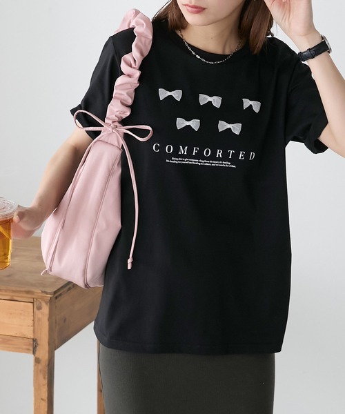 BONLECILL（ボンルシール）の「リボンモチーフロゴTEE（Tシャツ/カットソー・レディース・オフホワイト/ブラック・FREE）」の18枚目の写真