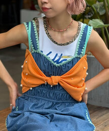 HELLO.SANFRANCISCO | 【HELLO.SANFRANCISCO/ハローサンフランシスコ】パール付リボンブラキャミ(Tシャツ/カットソー)