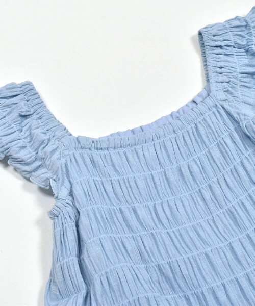 Noeil aime BeBe(ノイユエイムベベ)の「シャーリングドビーティアードワンピース(90~130cm)(ワンピース・キッズ・パープル/ブルー・90cm/110cm/100cm/120cm/130cm)」の9枚目の写真