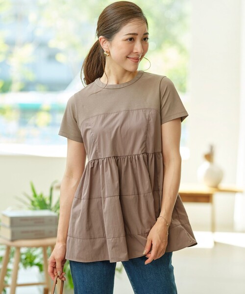 韓国 人気[Flare Up] ビスチェ レイヤード T-shirt ビスチェレイヤードTシャツ (FL-122_ホワイト＆ブラック