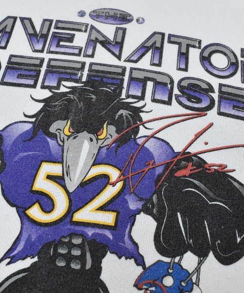 NBA/NFL/NHL/MLB(エヌビーエーエヌエフエルエヌエイチエルエムエルビー)の「【ヴィンテージ古着】00's Baltimore Ravens / ボルチモア・レイブンズ RAY LEWS プリント スウェット USA製(スウェット・メンズ・ホワイト・LARGE)」の5枚目の写真