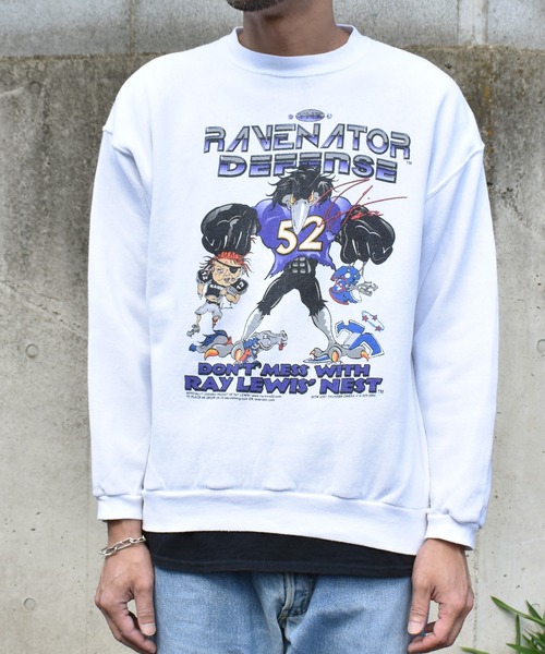 NBA/NFL/NHL/MLB(エヌビーエーエヌエフエルエヌエイチエルエムエルビー)の「【ヴィンテージ古着】00's Baltimore Ravens / ボルチモア・レイブンズ RAY LEWS プリント スウェット USA製(スウェット・メンズ・ホワイト・LARGE)」の15枚目の写真