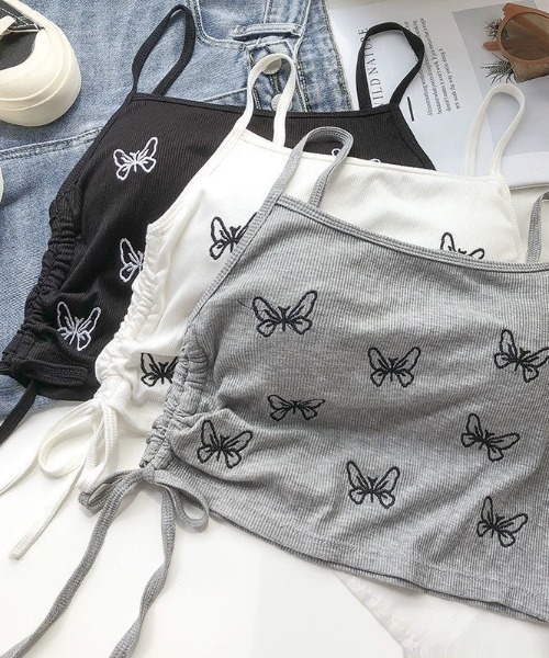 LADY LIKE(レディライク)の「バタフライ刺繍ショート丈カップ付きキャミソール(キャミソール・レディース・グレー/ブラック/ホワイト・M)」の18枚目の写真