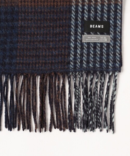 BEAMS(ビームス)の「千鳥 ブロックチェック マフラー(マフラー・メンズ・ブラック/ブラウン/ネイビー・ONE SIZE)」の19枚目の写真