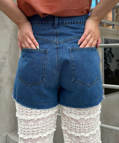 CIAOPANIC（チャオパニック）の「レースドッキングデニムフレアパンツ（その他パンツ・レディース・インディゴブルー・MEDIUM/SMALL/X-SMALL）」の19枚目の写真