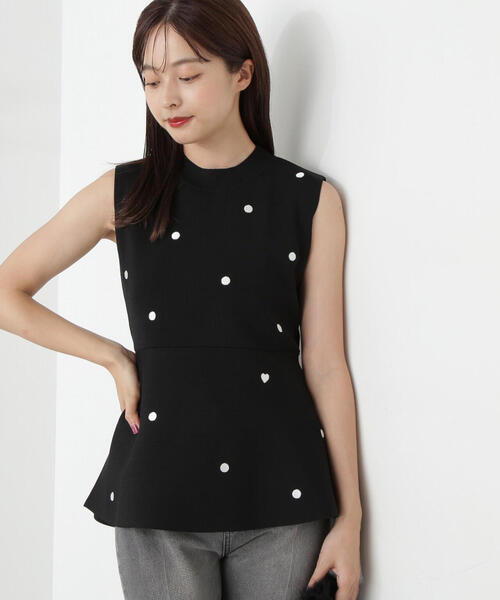 PROPORTION BODY DRESSING（プロポーションボディドレッシング）の「刺繍ドットペプラムニット / 1214270804（ニット/セーター・レディース・ホワイト系その他/ブラック・FREE）」の5枚目の写真