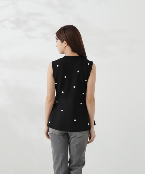 【人気商品】 ✴︎drawers Boat Neck Tanktop プラム セール】 *〈洗濯機可能〉ジョーゼットリブドット/ソリッド