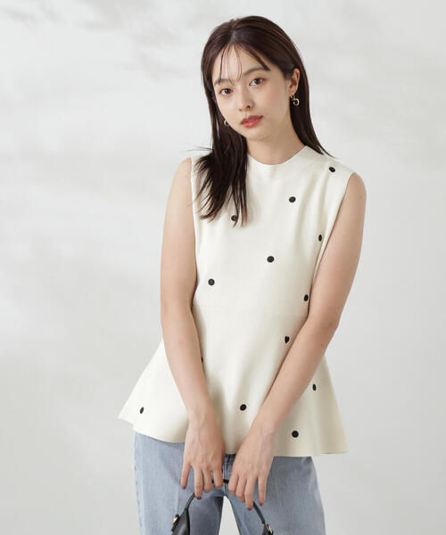 PROPORTION BODY DRESSING（プロポーションボディドレッシング）の「刺繍ドットペプラムニット / 1214270804（ニット/セーター・レディース・ホワイト系その他/ブラック・FREE）」の18枚目の写真