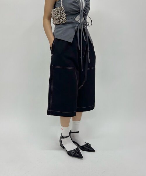 WHO'S WHO gallery（フーズフーギャラリー）の「【KOOKY'N/クーキー】BRONXダブルニーワイドハーフパンツ（その他パンツ・レディース・インディゴブルー/ブラック/ブラック系その他/カーキ・FREE）」の20枚目の写真