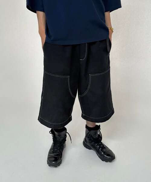 WHO'S WHO gallery（フーズフーギャラリー）の「【KOOKY'N/クーキー】BRONXダブルニーワイドハーフパンツ（その他パンツ・レディース・インディゴブルー/ブラック/ブラック系その他/カーキ・FREE）」の12枚目の写真