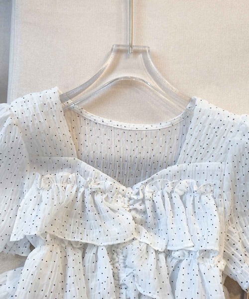 frunco（フランコ）の「ドローストリングドットブラウス（シャツ/ブラウス・レディース・アイボリー/ホワイト/グリーン・MEDIUM）」の10枚目の写真