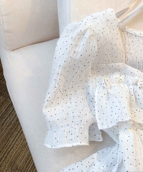 frunco（フランコ）の「ドローストリングドットブラウス（シャツ/ブラウス・レディース・アイボリー/ホワイト/グリーン・MEDIUM）」の13枚目の写真