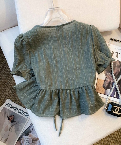 frunco（フランコ）の「ドローストリングドットブラウス（シャツ/ブラウス・レディース・アイボリー/ホワイト/グリーン・MEDIUM）」の16枚目の写真