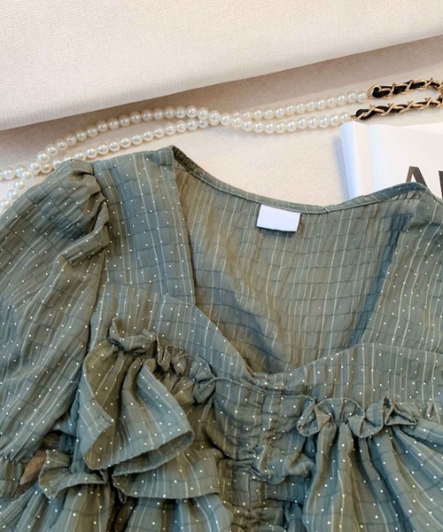 frunco（フランコ）の「ドローストリングドットブラウス（シャツ/ブラウス・レディース・アイボリー/ホワイト/グリーン・MEDIUM）」の19枚目の写真