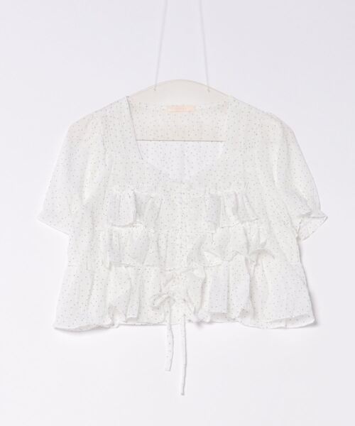 frunco（フランコ）の「ドローストリングドットブラウス（シャツ/ブラウス・レディース・アイボリー/ホワイト/グリーン・MEDIUM）」の4枚目の写真