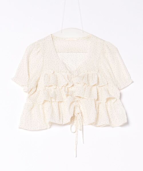 frunco（フランコ）の「ドローストリングドットブラウス（シャツ/ブラウス・レディース・アイボリー/ホワイト/グリーン・MEDIUM）」の5枚目の写真