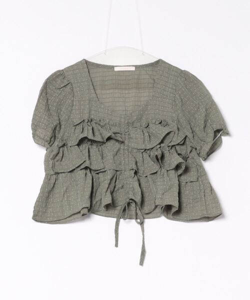 frunco（フランコ）の「ドローストリングドットブラウス（シャツ/ブラウス・レディース・アイボリー/ホワイト/グリーン・MEDIUM）」の7枚目の写真