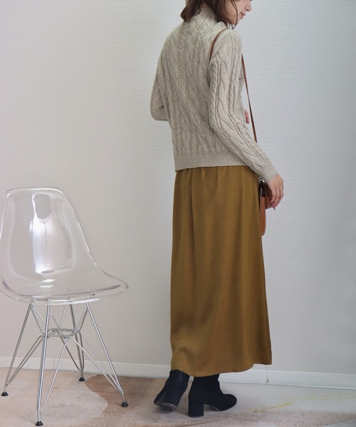 libelle more（リベル モア）の「ワッシャーサテン　Aラインフレアスカート（スカート・レディース・ブラック/オリーブ/ブルー/キナリ・M/L）」の19枚目の写真