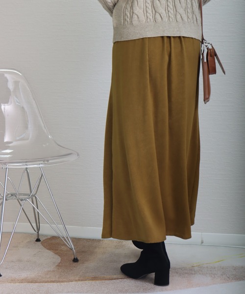 libelle more（リベル モア）の「ワッシャーサテン　Aラインフレアスカート（スカート・レディース・ブラック/オリーブ/ブルー/キナリ・M/L）」の21枚目の写真