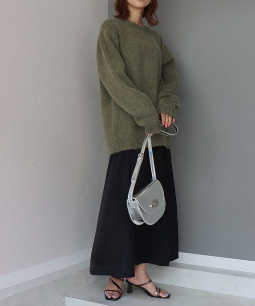 libelle more（リベル モア）の「ワッシャーサテン　Aラインフレアスカート（スカート・レディース・ブラック/オリーブ/ブルー/キナリ・M/L）」の12枚目の写真