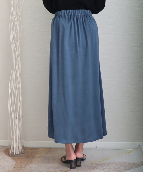 libelle more（リベル モア）の「ワッシャーサテン　Aラインフレアスカート（スカート・レディース・ブラック/オリーブ/ブルー/キナリ・M/L）」の5枚目の写真