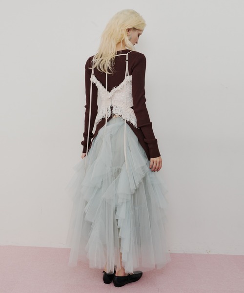 LA BELLE ETUDE　ラベルエチュード　 MIXニットツイードビスチェ青 0910labelleetude0548_1400x.jpg