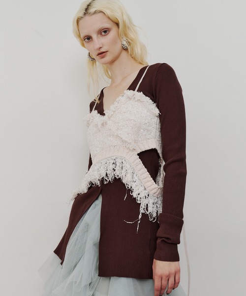 Labelleetude ラベルエチュード ミックスツイードニットビスチェ Labelleetude ラベルエチュード ミックスツイードニットビスチェ