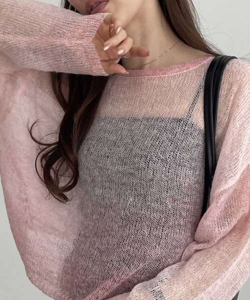 GeeRA(ジーラ)の「グラデーションシアーニットプルオーバー(ニット/セーター・レディース・ピンク/グレー/ブルー・MEDIUM/LARGE)」の1枚目の写真