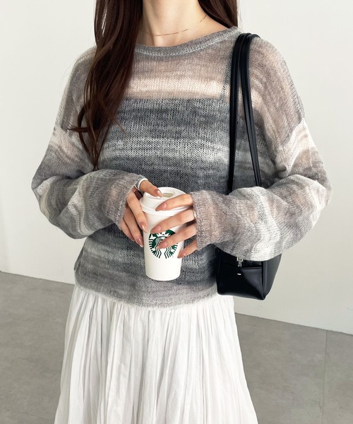 GeeRA(ジーラ)の「グラデーションシアーニットプルオーバー(ニット/セーター・レディース・ピンク/グレー/ブルー・MEDIUM/LARGE)」の20枚目の写真