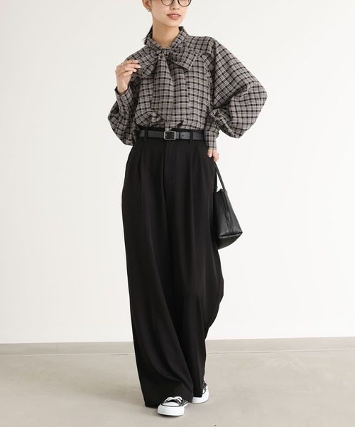 n'OrLABEL（ノアールレーベル）の「『リボンタイ付きラグランブラウス』（シャツ/ブラウス・レディース・ライトブルー/チェック・2/1）」の5枚目の写真