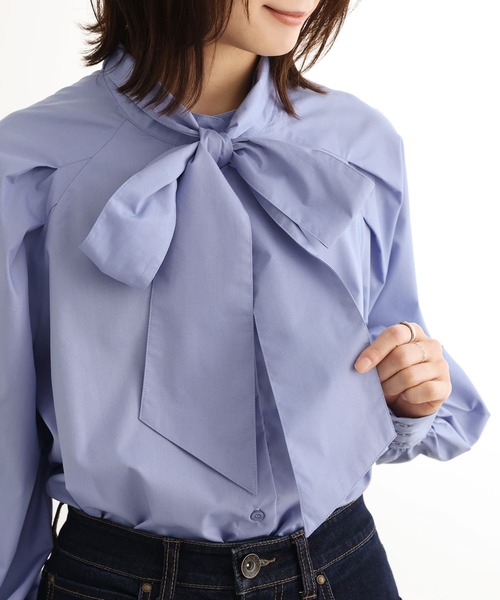 n'OrLABEL（ノアールレーベル）の「『リボンタイ付きラグランブラウス』（シャツ/ブラウス・レディース・ライトブルー/チェック・2/1）」の7枚目の写真