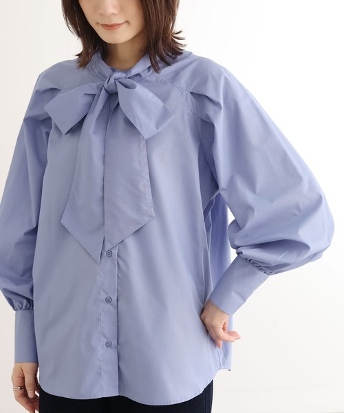 n'OrLABEL（ノアールレーベル）の「『リボンタイ付きラグランブラウス』（シャツ/ブラウス・レディース・ライトブルー/チェック・2/1）」の6枚目の写真