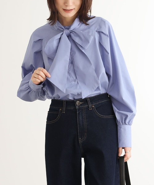 n'OrLABEL（ノアールレーベル）の「『リボンタイ付きラグランブラウス』（シャツ/ブラウス・レディース・ライトブルー/チェック・2/1）」の8枚目の写真