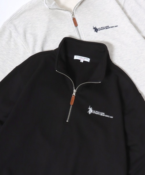 U.S. POLO ASSN.(ユーエスポロアッスン)の「U.S. POLO ASSN./ユーエスポロアッスン オーバーサイズ 裏毛 ロゴ ワンポイント刺繍 ハーフジップ スウェット トレーナー/レディース メンズ(スウェット・メンズ・ネイビー/オートミール/アイボリー/ブラック・M/LL/L)」の3枚目の写真