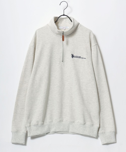 U.S. POLO ASSN.(ユーエスポロアッスン)の「U.S. POLO ASSN./ユーエスポロアッスン オーバーサイズ 裏毛 ロゴ ワンポイント刺繍 ハーフジップ スウェット トレーナー/レディース メンズ(スウェット・メンズ・ネイビー/オートミール/アイボリー/ブラック・M/LL/L)」の11枚目の写真