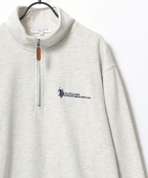 U.S. POLO ASSN.(ユーエスポロアッスン)の「U.S. POLO ASSN./ユーエスポロアッスン オーバーサイズ 裏毛 ロゴ ワンポイント刺繍 ハーフジップ スウェット トレーナー/レディース メンズ(スウェット・メンズ・ネイビー/オートミール/アイボリー/ブラック・M/LL/L)」の7枚目の写真