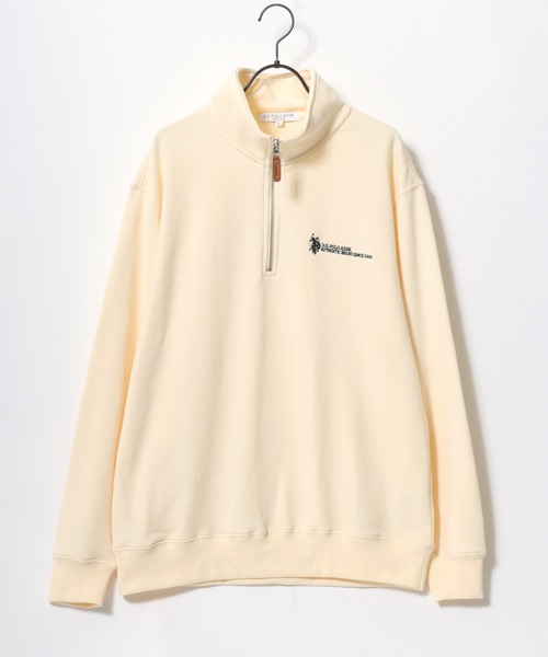U.S. POLO ASSN.(ユーエスポロアッスン)の「U.S. POLO ASSN./ユーエスポロアッスン オーバーサイズ 裏毛 ロゴ ワンポイント刺繍 ハーフジップ スウェット トレーナー/レディース メンズ(スウェット・メンズ・ネイビー/オートミール/アイボリー/ブラック・M/LL/L)」の9枚目の写真