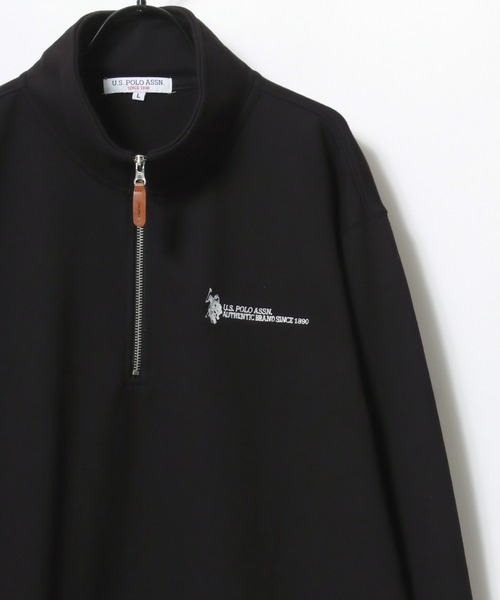 U.S. POLO ASSN.(ユーエスポロアッスン)の「U.S. POLO ASSN./ユーエスポロアッスン オーバーサイズ 裏毛 ロゴ ワンポイント刺繍 ハーフジップ スウェット トレーナー/レディース メンズ(スウェット・メンズ・ネイビー/オートミール/アイボリー/ブラック・M/LL/L)」の6枚目の写真