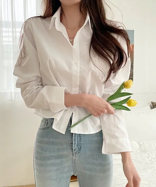 HALEY PESCA（ヘーリーペスカ）の「HALEY PESCA/クロップドカラーシャツ（シャツ/ブラウス・レディース・グリーン/イエロー/ブルー/ネイビー/ホワイト・MEDIUM）」の2枚目の写真