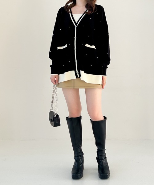 Heather(ヘザー)の「アーガイルチュニックカーディガン 146974(カーディガン/ボレロ・レディース・ブラック/グレー/アイボリー・FREE)」の15枚目の写真