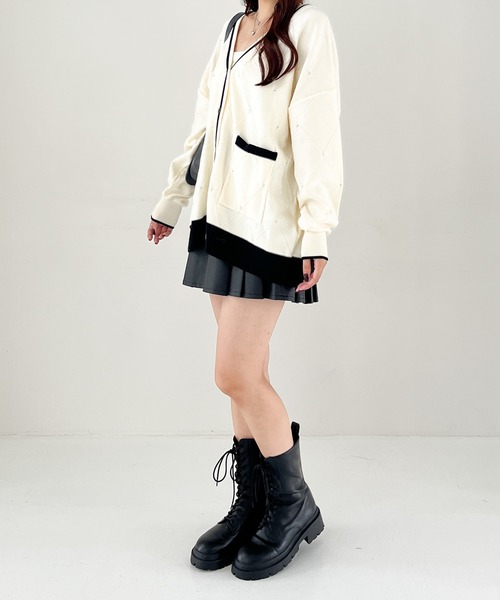 Heather(ヘザー)の「アーガイルチュニックカーディガン 146974(カーディガン/ボレロ・レディース・ブラック/グレー/アイボリー・FREE)」の18枚目の写真