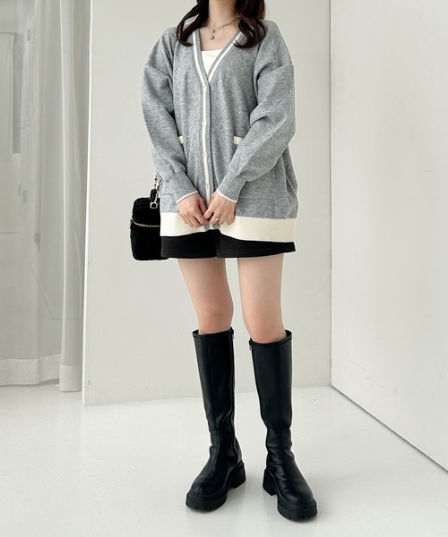 Heather(ヘザー)の「アーガイルチュニックカーディガン 146974(カーディガン/ボレロ・レディース・ブラック/グレー/アイボリー・FREE)」の21枚目の写真